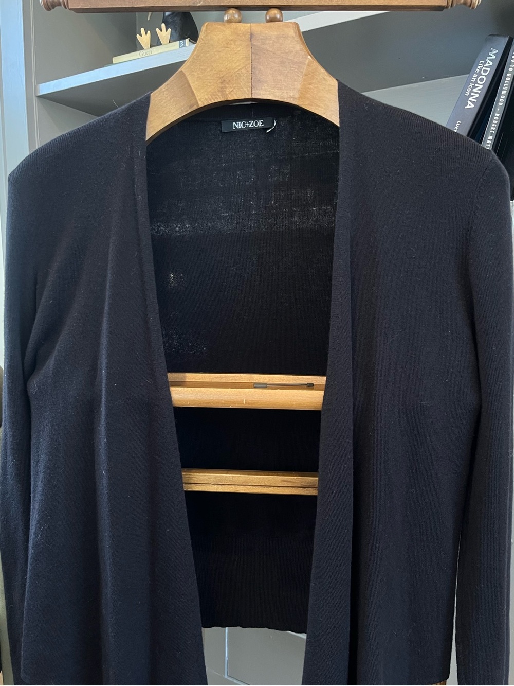 NIC+ZOE Black Open-Front Lightweight Cardigan